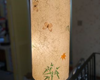 Vintage Mid Century Modern Asian Butterfly 2 Light Tension Pole Lamp. 