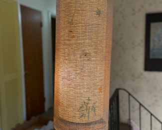 Vintage Mid Century Modern Asian Butterfly 2 Light Tension Pole Lamp. 