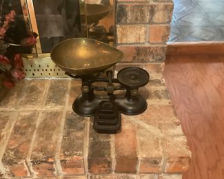 Antique Scales with weights. Kitchen weights