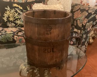 Oak barrel bucket. Antique