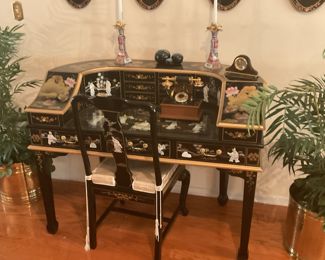 Exquisite oriental desk with matching chair.  It is incredible. 