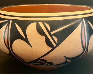 Ambrose Atencio Kewa Santo Domingo Pueblo 2005 Large 9" Signed Pottery Bowl