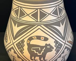 John Montoya Sandia Pueblo 2003 8" Signed Pottery Pot