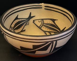 Robert Tenorio Kewa Pueblo Santo Domingo 7" Pottery Bowl Signed