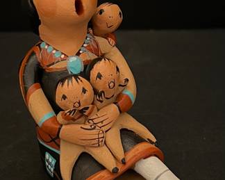 Joyce Lucero Jemez 3.75" Signed Pottery Storyteller
