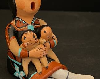 Joyce Lucero Jemez 3.5" Signed Pottery Storyteller