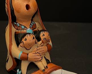 Joyce Lucero Jemez 3.75" Signed Pottery Storyteller