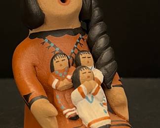 J. Loretto Jemez 4.5" Signed Pottery Storyteller