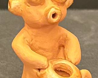 Dorothy And Paul Gutierrez Miniature 2.5" Mudhead Figurine Holding A Pot