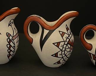 (3) Petra Waquie Jemez Miniature Signed Pottery Pitchers