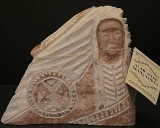 Rhoda BlueEyes 5.25" Signed Alabaster Stone Carving With COA