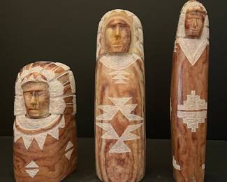 (3) L. Yazzie Signed Alabaster Carvings