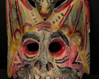 Vintage South Western Hand Carved & Painted Decorative Wooden Mask 