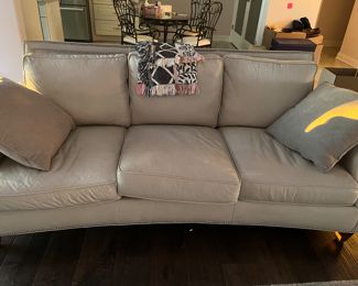 Walter E Smithe Leather Couch with Brass Trim