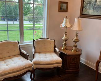 Vintage Matching Armchairs and Vintage Matching Stiefel Table Lamps