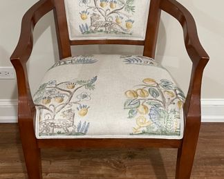 Set of 4 Freemarc Veranda Dining Chairs Upholstered in Kit Kemp Fabric. Each Measures 23" W x 23" D with 20" Seat Height.