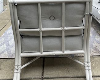 Castelle Furniture Basketweave Pattern Fire Pit and Faux Bamboo Three-Seat Sofa, Swivel & Lounge Chair. Photo 4 of 5.