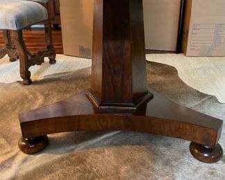 Pride Sasser Home Furnishings Phyfe- Style Leather Top Pedestal Game Table with Inlay Center Star. Measures 48" D x 31" with 25" Clearance. Photo 4 of 4.