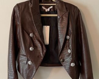 Never Worn Veronica Beard Size 2 Faux Crocodile Leather Cropped Jacket.