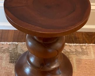 Turned Wood Side Table. Measures 12" D x 16" H. Photo 1 of 2.