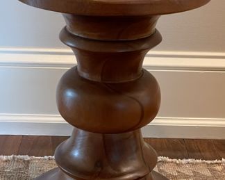 Turned Wood Side Table. Measures 12" D x 16" H. Photo 2 of 2.