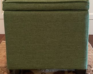 Green Upholstered Storage Cube. Measures 16" x 16" with 16" Seat Height. Photo 1 of 2.