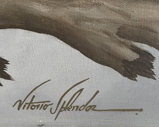 Original The Peacock of Windsor Palace, Vitorio Splendore. Oil / Gesso On Canvas. Measures 36" W x 60" H. Photo 2 of 2.