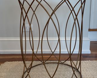 Port 68 Marble Top Occasional Table with Interlocking Gilt Metal Base. Measures 18" D x 24" H. Photo 1 of 2.