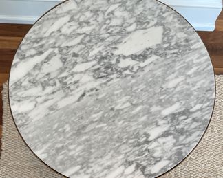 Port 68 Marble Top Occasional Table with Interlocking Gilt Metal Base. Measures 18" D x 24" H. Photo 2 of 2.