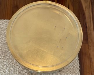 Caracole Home Lucite Topped Gilt Martini Table. Measures 14" D x 21" H. Photo 2 of 2.