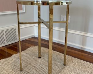 Caracole Lucite Topped Gilt Martini Table. Measures 14" D x 21" H. Photo 1 of 2.