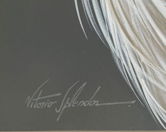 Original Great Blue Heron Oil / Gesso on Canvas. Vitorio Splendore. Measures 36" x 60". Photo 2 of 2.