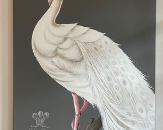 Original The Peacock of Windsor Palace, Vitorio Splendore. Oil / Gesso On Canvas. Measures 36" W x 60" H. Photo 1 of 2.