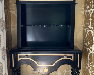 Swaim Furniture Ebonzied Wood & Parcel Gilt Tall Buffet / Cabinet. Measures 48" W x 18" D x 86" H. Photo 1 of 4.