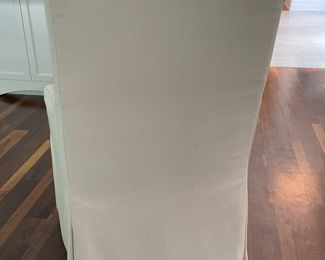 Set of 2 RH (Restoration Hardware) Belgian Slip Covered Arm Chairs on Casters. Each Measures 23" W x 26" D with 19" Seat Height. Photo 3 of 3.