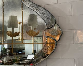 Vintage Smoked Venetian Glass Mirror. Measures 54" W x 34" H. Photo 2 of 2.