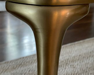 Set of 4 CB2 Oro Gold Outdoor Dining Chairs. Each Measures 17.5" x 16" D x 18" Seat Height. Photo 4 of 4.