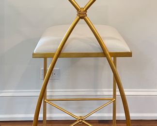 Set of 4 Ivey Counter Stools by Rivers Spencer Custom Upholstered in Ostrich Leather. Each Measures 22.5" W x 41" H with 25" H. Photo 3 of 5.