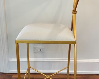 Set of 4 Ivey Counter Stools by Rivers Spencer Custom Upholstered in Ostrich Leather. Each Measures 22.5" W x 41" H with 25" H. Photo 2 of 5.