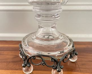 Wrought Iron & Crystal Urns. Each Measures 18.5" x 13". Photo 2 of 3.