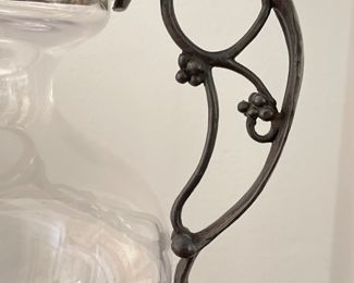 Wrought Iron & Crystal Urns. Each Measures 18.5" x 13". Photo 3 of 3.