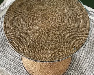 Gabby Furniture Glass Top Woven Natural Fiber Occasional / Accent Table. Measures 21" D x 26" H. Photo 2 of 2.