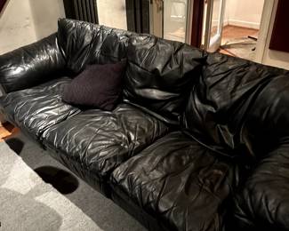 Black leather sofa