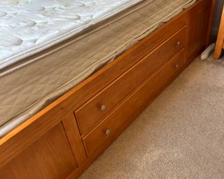 Full size bed with storage drawers