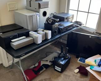 Lots of speakers and video equipment