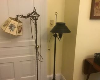 Wrought iron barley twist bridge hook neck lamp  Black tole floor lamp