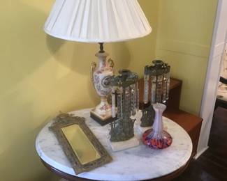 art glass vase, china lamp, wall sconce Bradley Hubbard