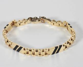 31:14K Gold & Black Enamel Link Bracelet