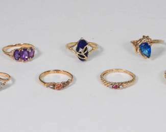 44:7PC 10K Gold & Gemstone Estate Rings