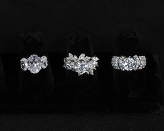 48:3PC 14K Gold & CZ Estate Rings